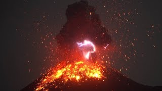 Krakatau Volcano Volcanic Lightning two months before 2018 tsunami [upl. by Esinek659]