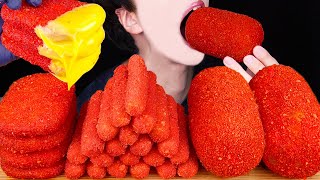 ASMR CHEESY HOT CHEETOS GIANT SAUSAGE MOZZARELLA CHEESE STICKS HASH BROWNS MUKBANG 먹방 EATING SOUNDS [upl. by Nimesh529]