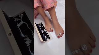 new peacock anklet with Toe ring design 👌🥰viralvideo silver anklets design payal new shorts [upl. by Ahtaga]