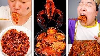 ASMR MUKBANG SPICY SEAFOOD BOIL LOBSTER ENOKI MUSHROOM NOODLES COOKING amp EATING SOUNDS [upl. by Lora882]