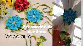 🌺 PRENDEDOR DE CORTINAS EM FLOR  Vídeo aula prendedordecortinaemcroche passoapassodecroche [upl. by Hedgcock]