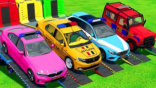 TRANSPORTING PIXAR CARS amp FRUITS WITH COLORED amp JOHN DEERE vs CLAAS vs TRACTORS  BeamNGdrive 962 [upl. by Alva]