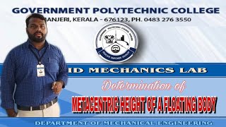 Determination of Metacentric height of a floating body Gptc Manjeri [upl. by Lorry250]