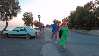 Perissa black sand beach walking tour Perissa Santorini 4K [upl. by Kciredec]