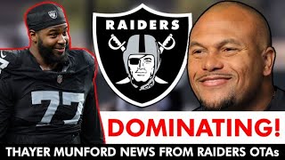 REPORT Thayer Munford Is DOMINATING At Las Vegas Raiders OTAs  Raiders News [upl. by Horsey]