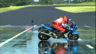 Prueba frenado con y sin ABS  Wet skid test on motorcycles with amp without ABS [upl. by Westleigh991]