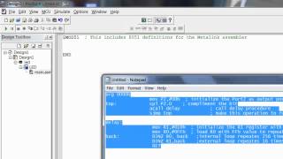 Multisim MCU MultiMCU Assembly Language blinkling LED 8051 [upl. by Towny]