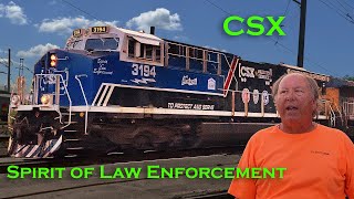 3194 CSXT Leading Spirit of Law Enforcement Locomotive In Tunnel Hill Georgia Plus 1926 Track [upl. by Erine]