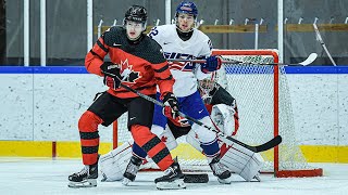 Highlights from Canada vs US in 2024 IIHF World Junior Championship pretournament action [upl. by Heinrick135]