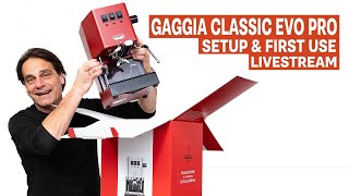 Gaggia Classic Evo Pro Unboxing Startup amp First Use [upl. by Gamages163]