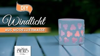 DIY Windlicht aus Modelliermasse selber machen How to Deko Kitchen [upl. by Analem338]