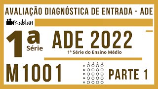 1ª SÉRIE EM  AVALIAÇÃO DIAGNÓSTICA DE ENTRADA  ADE DE MATEMÁTICA M1001  1º SEMESTRE DE 2022  12 [upl. by Nylad7]