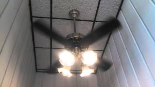 Thomas Fasco copy Ceiling Fan in polished brass 4 light kit low speed only daytime video [upl. by Greabe]