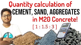 1 How to calculate quantities of concrete Cement Sand and Aggregate in M20 Concrete materials [upl. by Nerin]