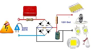 Convert 220v AC to 12v DC without transformer acdc [upl. by Borer578]