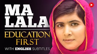 ENGLISH SPEECH  MALALA YOUSAFZAI Education First English Subtitles [upl. by Haney]