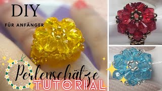 DIY Ring Tutorial  Perlenschmuck selber machen  Fädelanleitung  Perlenschätze [upl. by Verne]