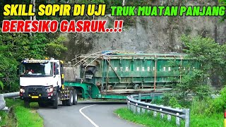 BERESIKO GASRUK Skill sopir di uji Truk Renault K480 bermuatan sangat panjang Moving Karaha Bodas [upl. by Ynetsed]