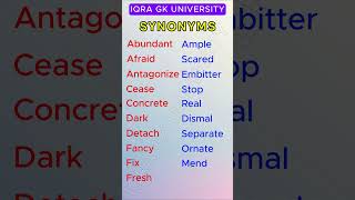 Synonyms  IQRA GK UNIVERSITY  english viral education vocabulary synonyms [upl. by Acnairb]