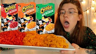 trying Cheetos MAC N CHEESE flamin hot jalapeño amp cheesy REVIEW [upl. by Nnylyt]