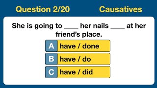 20 Question Quiz on Causatives ENGLISH GRAMMAR B1B2 Level HAVEGETMAKELET englishgrammar [upl. by Levan286]