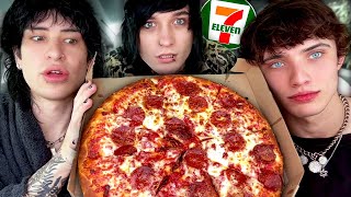 Trying 7Eleven Pizza w Johnnie amp Carrington [upl. by Ayimat]