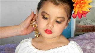 Maquillaje de Folklorico para Niñas Dorado y Cafe [upl. by Aymer234]