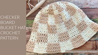 Checkerboard Bucket Hat Crochet Pattern [upl. by Harberd646]