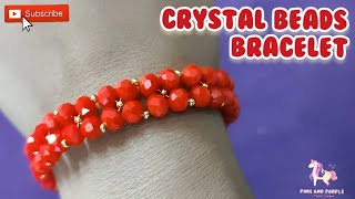 DIY Bracelet in 10 Minutes for Beginners  Make Bracelet using Rondelle Crystal Beads amp Copper Wire [upl. by Zeuqcaj]