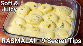 Rasmalai amp Rabdi Halwai Style with 9 Secret Tips  Spongy amp Juicy  Bengali Rasomalai Chenna Mithai [upl. by Barret]