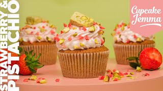 Recipe for Pistachio Nougat amp Strawberry Cupcakes  Cupcake Jemma [upl. by Glick521]