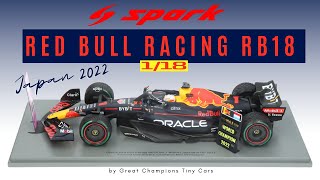 REVIEW amp UNBOXING Spark 118 Resin Red Bull RB18 F1 modelcar Max Verstappen winner Japanese GP 2022 [upl. by Aerdnaz]