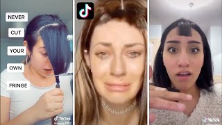 TikTok Girls Cutting Bangs Epic Fails [upl. by Naeloj]