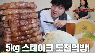 일본에서도 3명밖에 성공 못한 도전먹방 총 5kg 스테이크 정식 도전먹방🔥 [upl. by Ylaek]