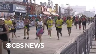 Runner dies after collapsing at Brooklyn Half Marathon [upl. by Shannen262]