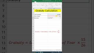 Gratuity Calculation 2024  how to calculate gratuity  excel shortsLexicon India Computer Training Institute [upl. by Narf]