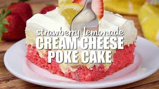 STRAWBERRY LEMONADE CREAM CHEESE POKE CAKE [upl. by Kellyann]