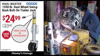 Harbor Freights HAULMASTER 1500LB Trailer Jack On A Stump Grinder [upl. by Slorac]