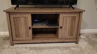 Sauder County Line Panel TV Stand Salt Oak finish [upl. by Jordanson]