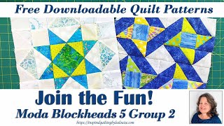 FREE Moda Quilt Pattern  Moda Blockheads 5 G2 B1 amp B2  Lea Louise Quilts Tutorial [upl. by Ynamad]