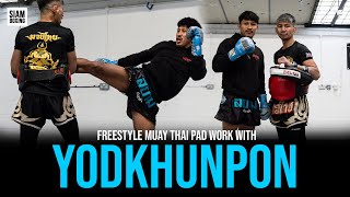 Yodkhunpon Freestyle Muay Thai Pad work with Kru Chelsea [upl. by Bowles]