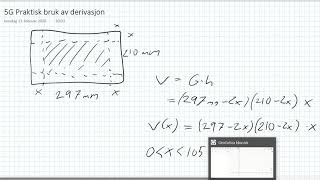 1T  Funksjonsdrøfting  Volum av boks laget av et brettet A4ark [upl. by Valerian]