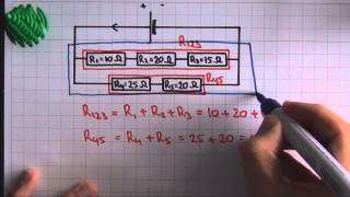 Elektriciteit vervangingsweerstand gemengde schakeling  voorbeeld  natuurkunde [upl. by Llig]