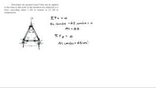 Determine the greatest load P that can be applied to the truss [upl. by Granoff269]