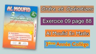 Exercice 9 page 88  Al moufid en mathématiques 3AC  Ordre et opérations [upl. by Anitac]