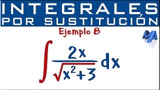 Integración por sustitución  Ejemplo 8  Raíz en el denominador [upl. by Enicnarf]