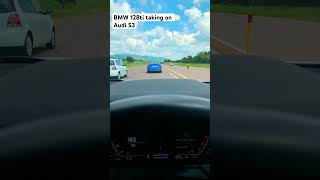 BMW 128ti vs Audi S3 cars automobile carwow bmw audisport audis3 bmwm 1series f1 race [upl. by Mutua]