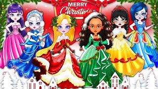 🎄🎅🏼🦌 MERRY CHRISTMAS Disney Princess New Fashion  Best DIY Paper Dolls Fashion [upl. by Odelet]