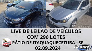 LIVE DE LEILÃO DE VEÍCULOS NO COPART DIA 02092024 COM 296 LOTES [upl. by Judye749]