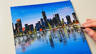 Cityscape Painting  Acrylic Painting for Beginners  Step by Step 60 [upl. by Corell]